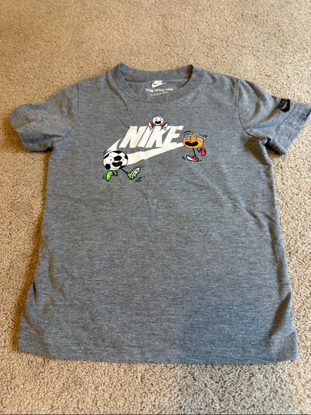 Nike Gray Kids' Short-Sleeve Tee with Sports Graphic